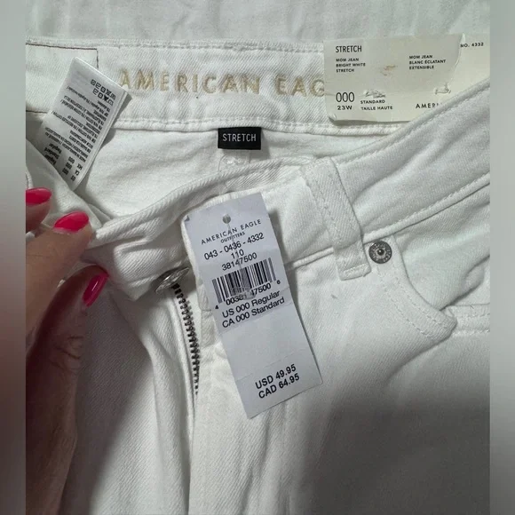 AE American Eagle skinny white jeans size 000. Mom jeans - Picture 3 of 6